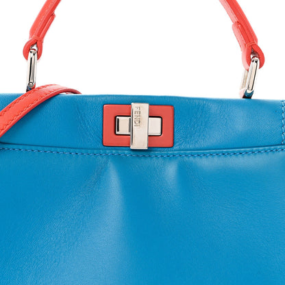 Nappa Colorblock Mini Peekaboo Iconic Satchel Blue Royal Papavero Cuoio