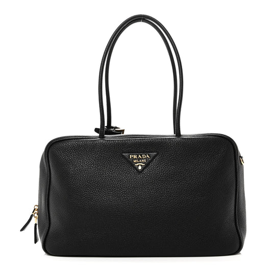 Vitello Daino Soft Large Top Handle Bag Black