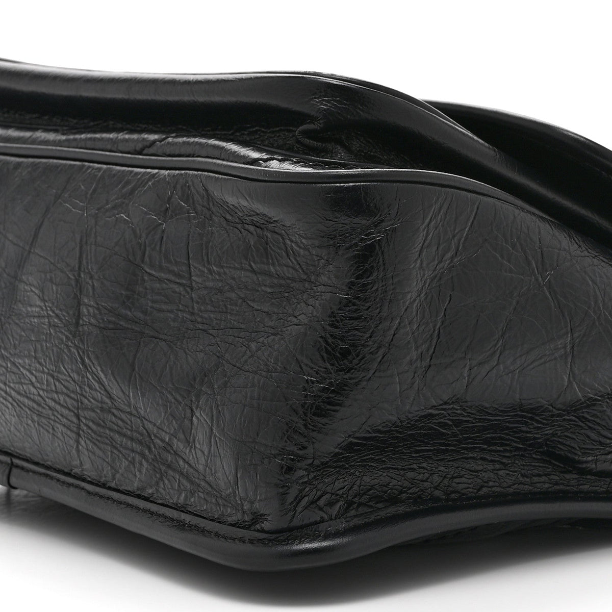 Crinkled Calfskin Matelasse Monogram Medium Niki Chain Satchel Black
