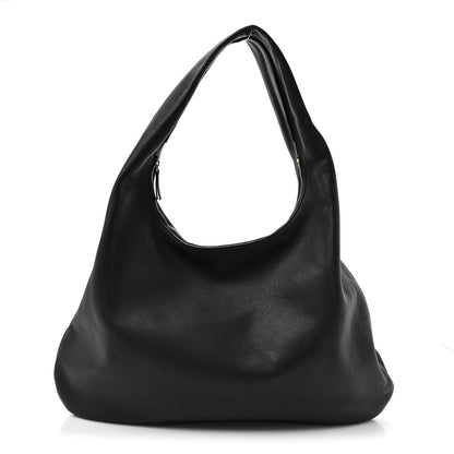 Grained Calfskin Medium Everyday Shoulder Bag Bottle Green