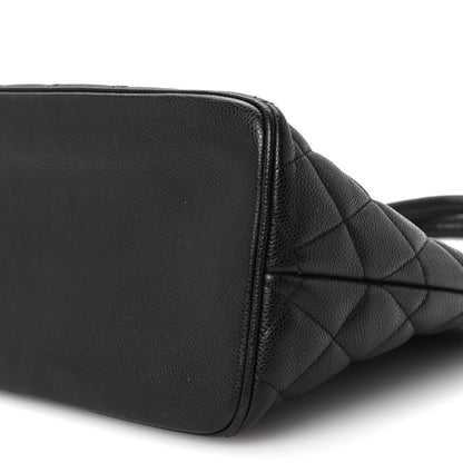 Caviar Quilted Medallion Tote Black