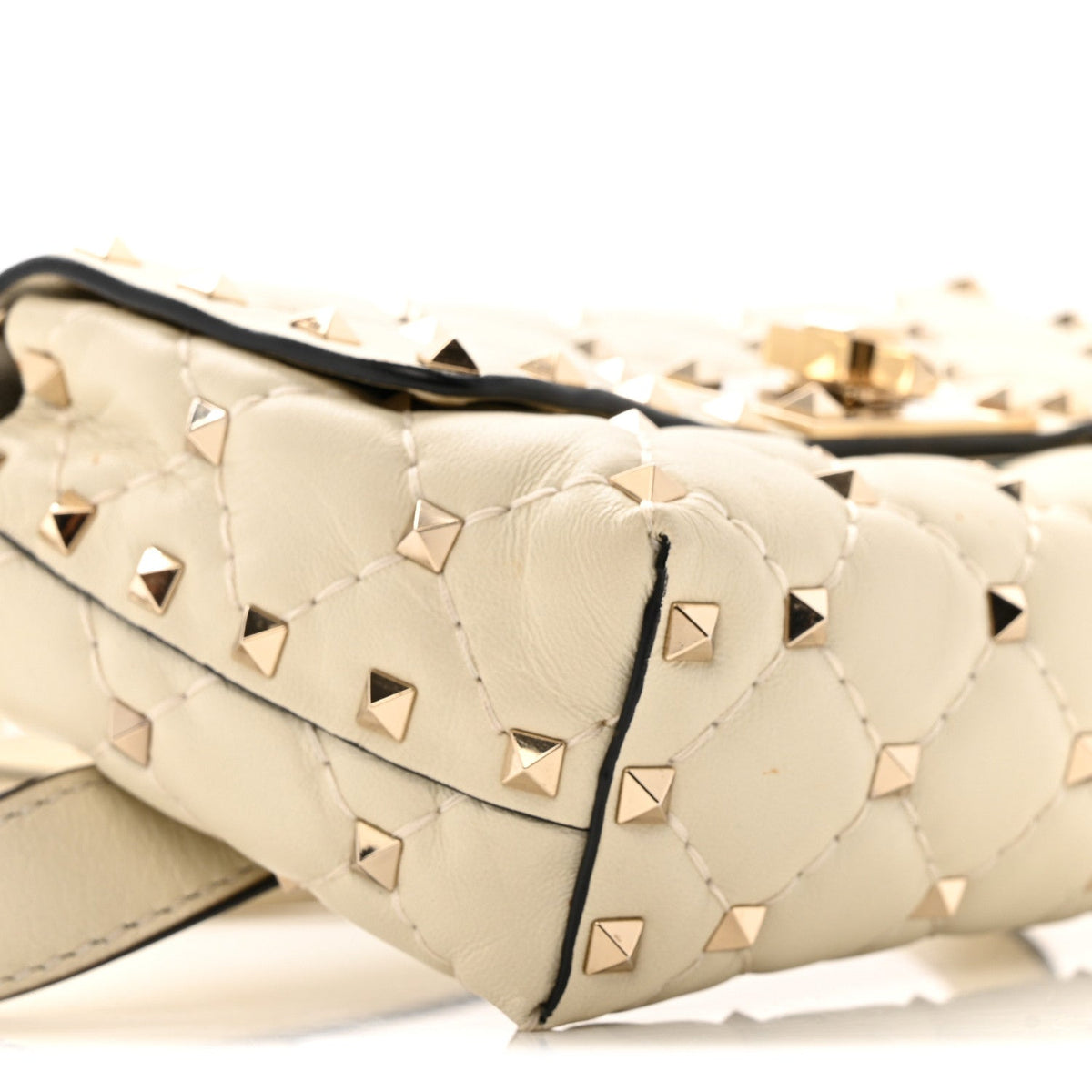 Lambskin Rockstud Spike Belt Bag 85 Ivory