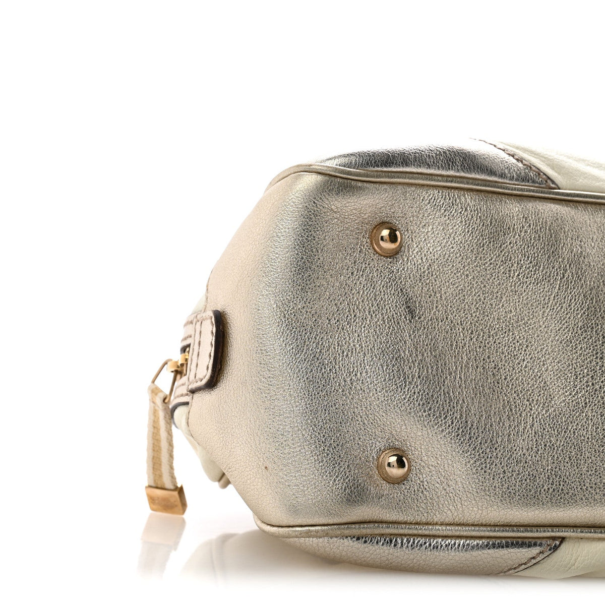 Goatskin Small Capri Bowler White Gold