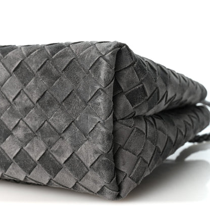 Suede Intrecciato Small Andiamo Shoulder Bag Graphite
