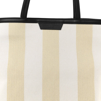 Canvas Striped Days Tote Resin White