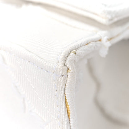 Denim Patchwork Small Hourglass Top Handle Bag White
