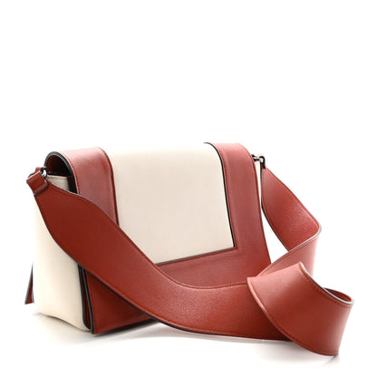 Shiny Smooth Calfskin Medium Frame Shoulder Bag Maple White