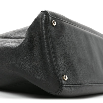 Calfskin Cerf Executive Shopper Tote Black