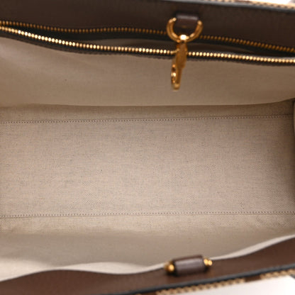 Monogram Jumbo GG Textured Dollar Calfskin Web Tote Bag Camel Ebony New Acero