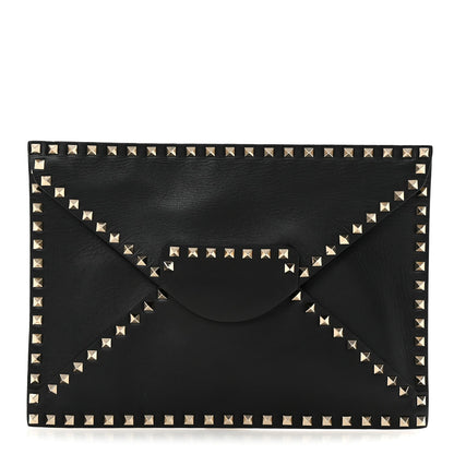Vitello Untitled Rockstud Envelope Clutch Black