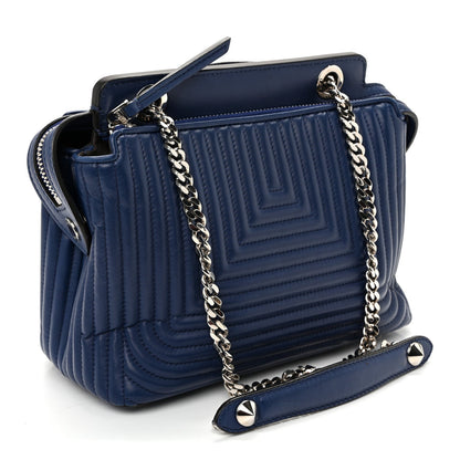 Shiny Nappa Trapuntata Chain Small DotCom Click Chain Satchel Blue