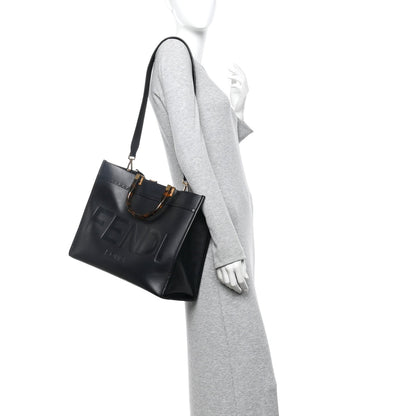Vitello King Plexiglass Medium Fendi Sunshine Shopper Tote Black
