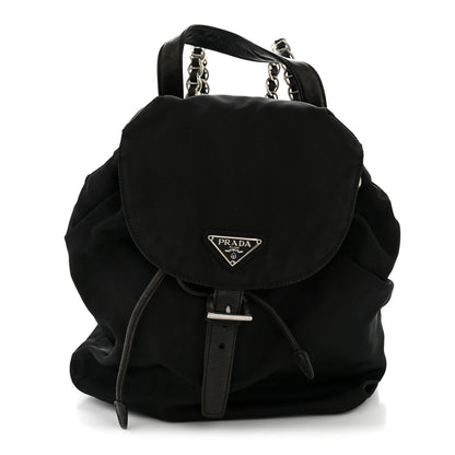 Tessuto Nylon Vela Chain Backpack Black