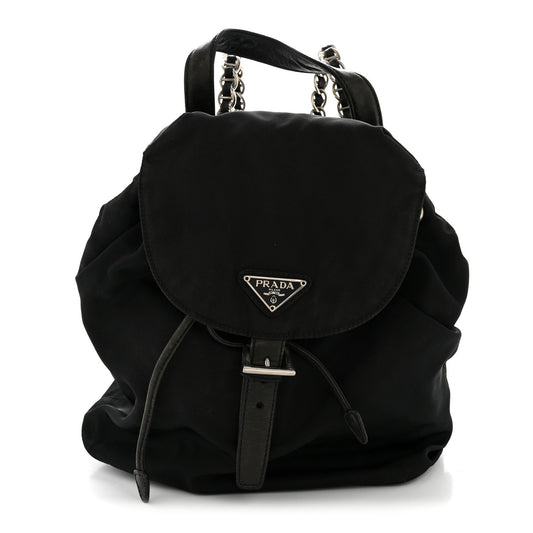 Tessuto Nylon Vela Chain Backpack Black