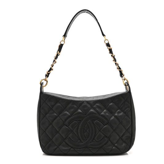Caviar Quilted Timeless CC Shoulder Bag Black