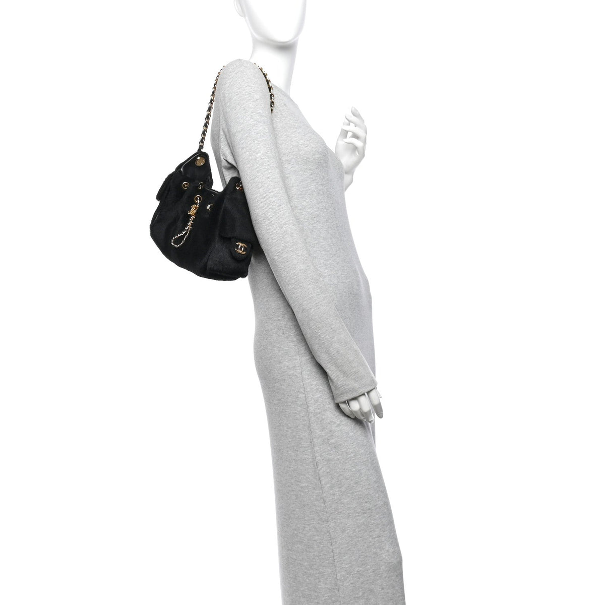 Pony Hair Mini Chanel 25 Handbag Black