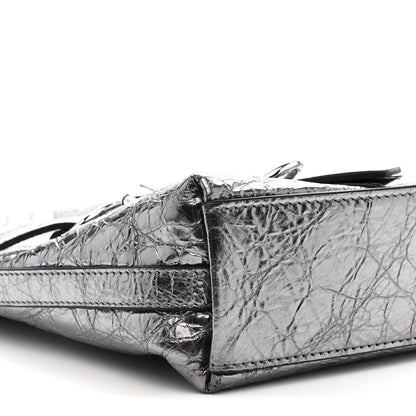 Metallic Calfskin Small Voyou Bag Silver