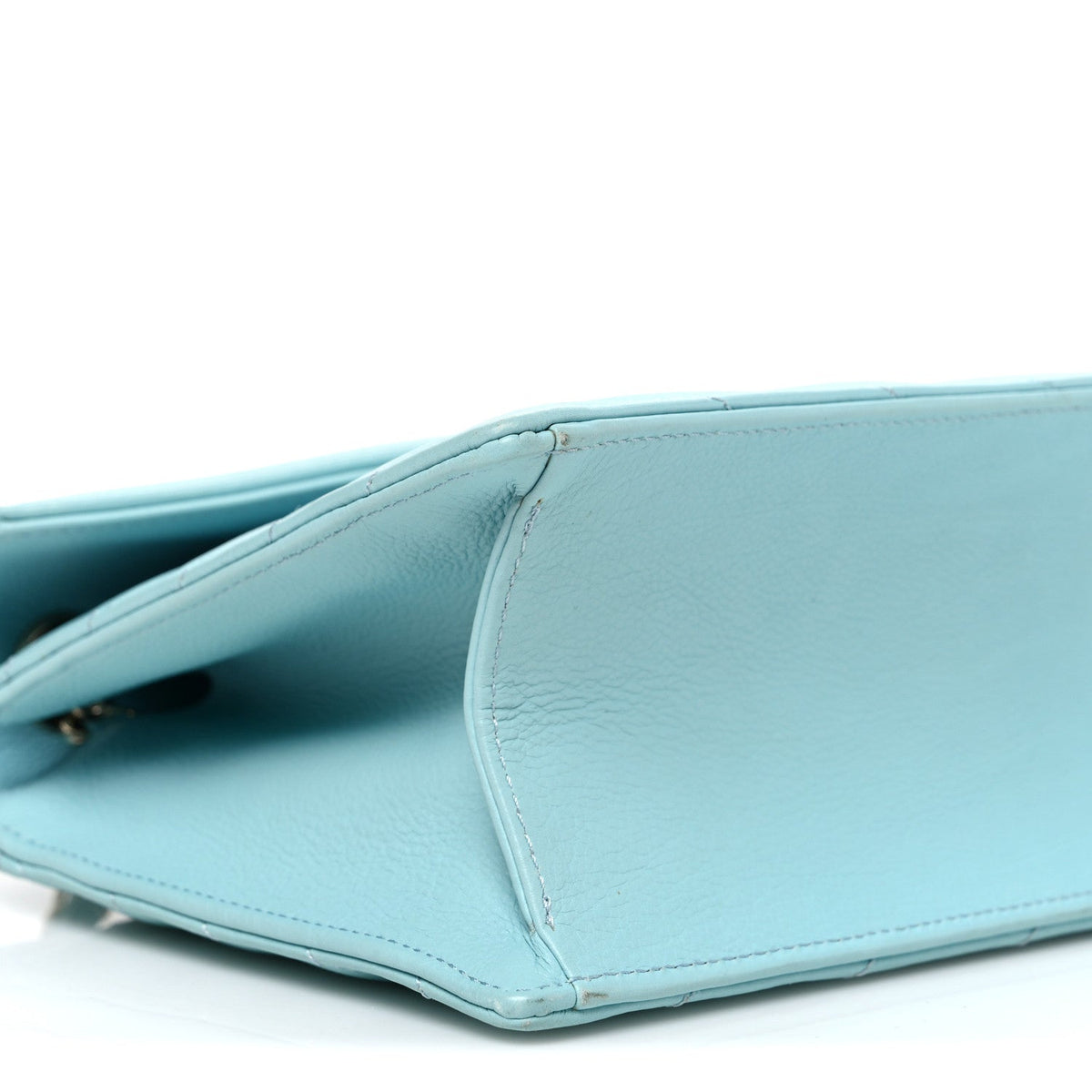 Calfskin Quilted Chevron Envelope Flap Turquoise