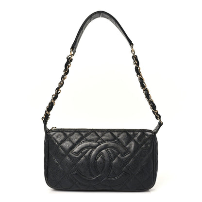 Caviar Quilted CC Shoulder Bag Black