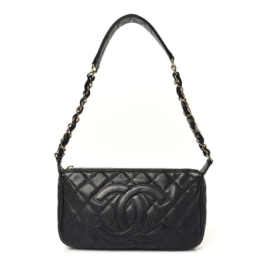 Caviar Quilted CC Shoulder Bag Black