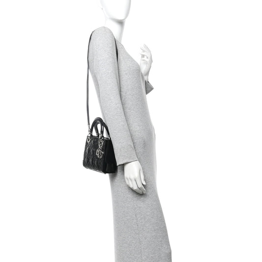 Patent Cannage Mini Lady Dior Black