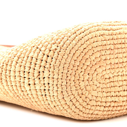Calfskin Raffia Paulas Ibiza Pochette Bag Natural Tan