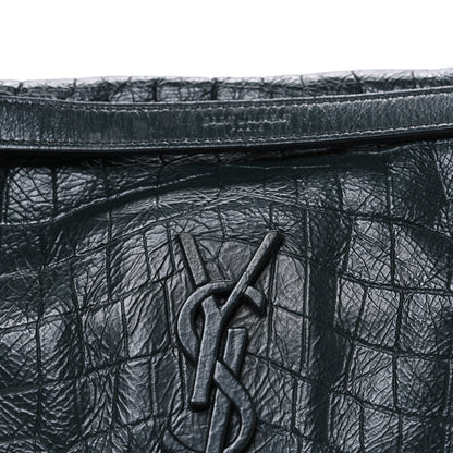 Crocodile Embossed Calfskin Monogram Medium Niki Chain Satchel Algea