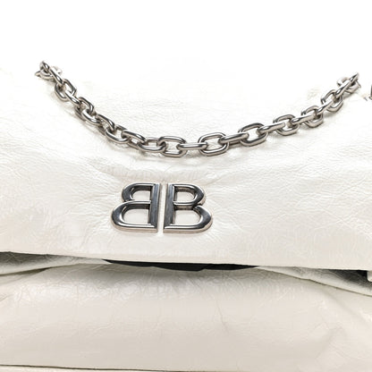 Arena Calfskin Nylon Medium Monaco Chain Shoulder Bag Optic White