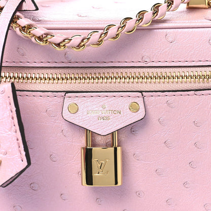 Ostrich Vanity Chain Pouch Pink