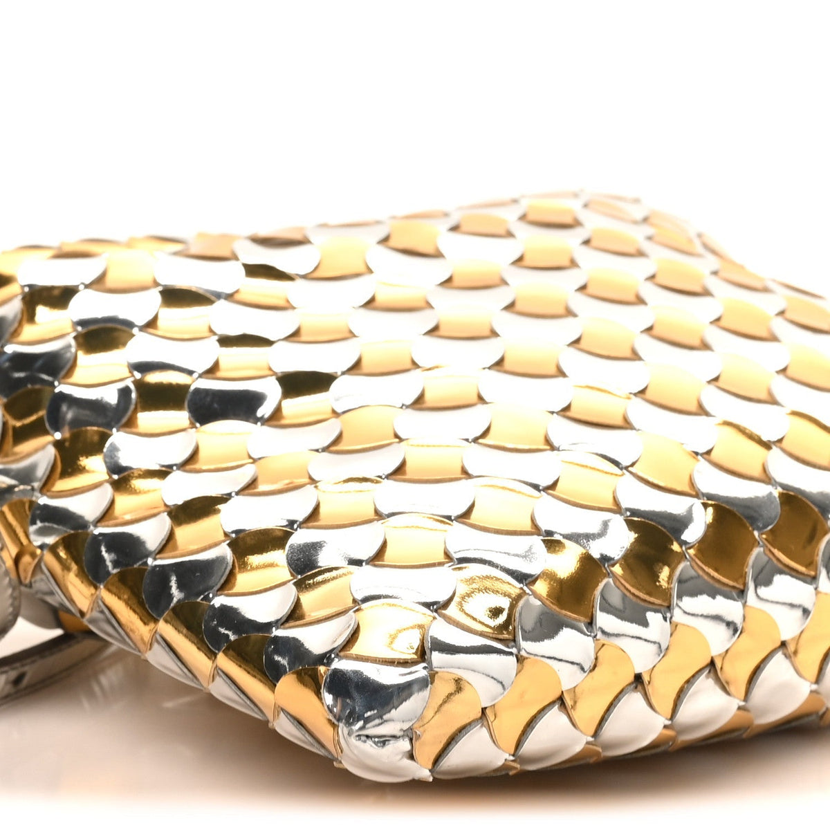 Metallic Lambskin Intrecciato Mini Hop Silver Gold