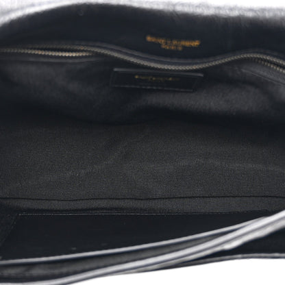Crinkled Calfskin Matelasse Monogram Medium Niki Chain Satchel Black