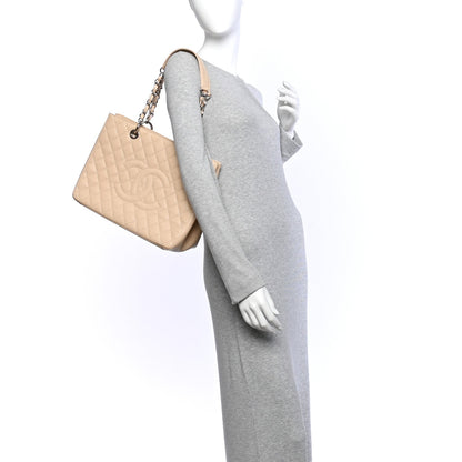 Caviar Quilted Grand Shopping Tote GST Beige