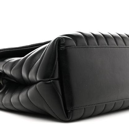 Calfskin Y Quilted Monogram Medium Loulou Chain Satchel Black