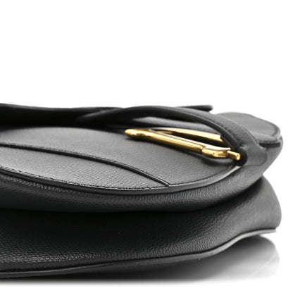 Grained Calfskin Saddle Bag Black