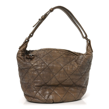 Lambskin Quilted Cloudy Bundle Hobo Beige